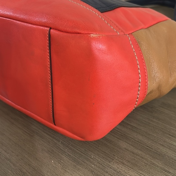 Coach F24391 Park Color Block Large Hobo Vermillion Multicolor - Picture 6 of 10